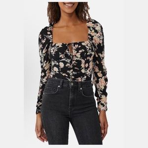 Free People Hilary Floral Long Sleeve Crop Top